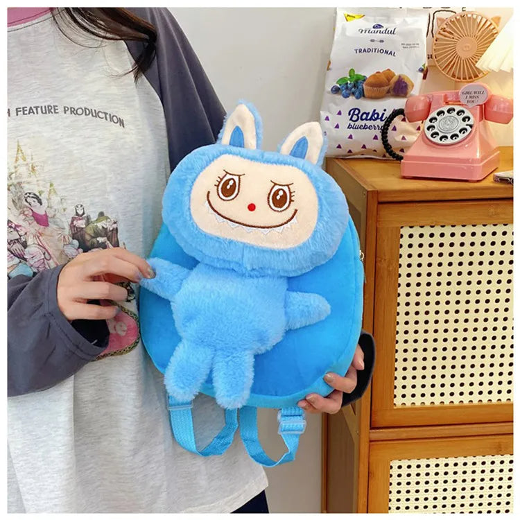 Sac à dos Labubu pour filles enfants sac de poupée en peluche enfant
