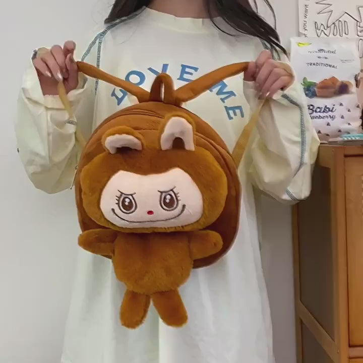 Sac à dos Labubu pour filles enfants sac de poupée en peluche enfant